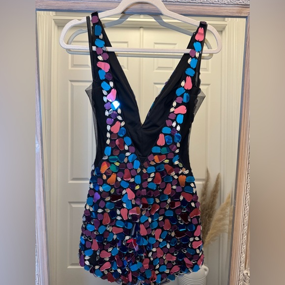 Jovani Jeweled Romper / Size 0 / Teal - Fucsia- Pink - Silver- Black - Picture 2 of 14